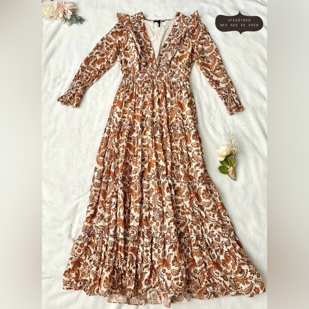 Maje Ruffian Paisley Ruffle Maxi Dress - Picture 3 of 14
